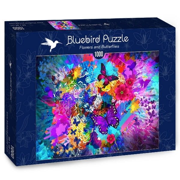Puzzle Bluebird, Flowers and Butterflies 1000