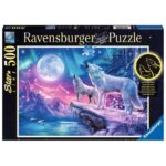 Puzzle Ravenbsurger, Wilki w zorzy polarnej 500 star line